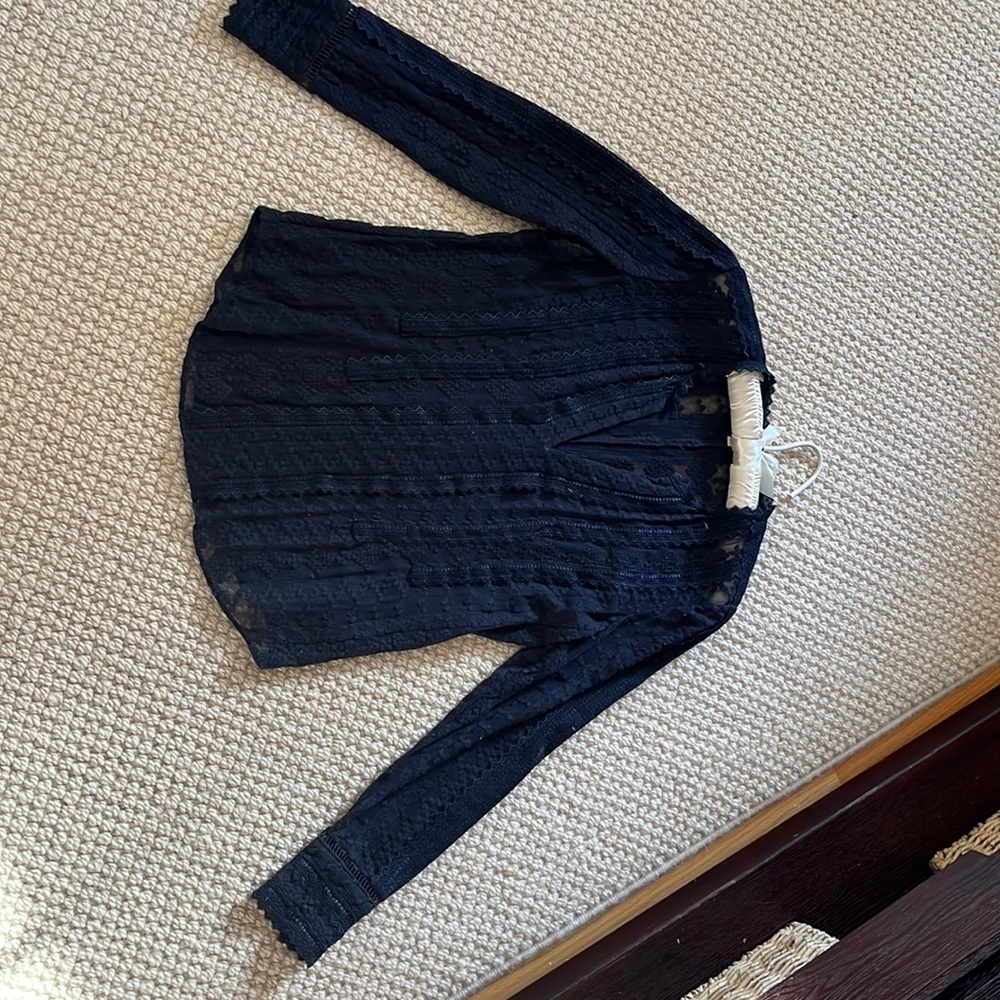 Rebecca Taylor navy lace blouse